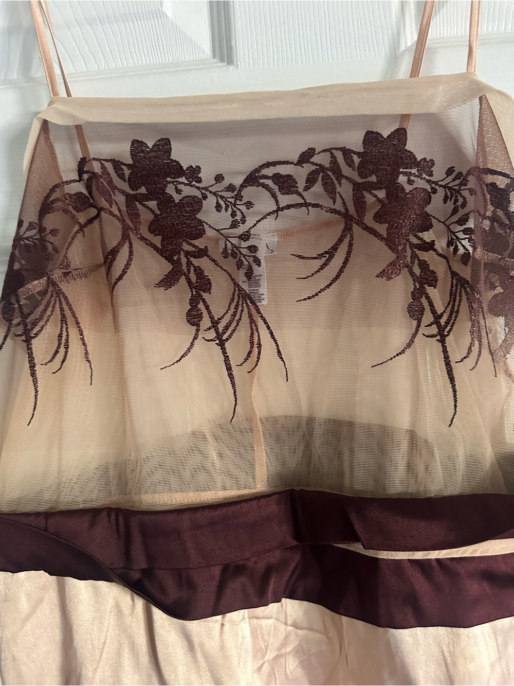 La Perla Nude and Brown Sheer Embroidered Chemise - Picture 2 of 3